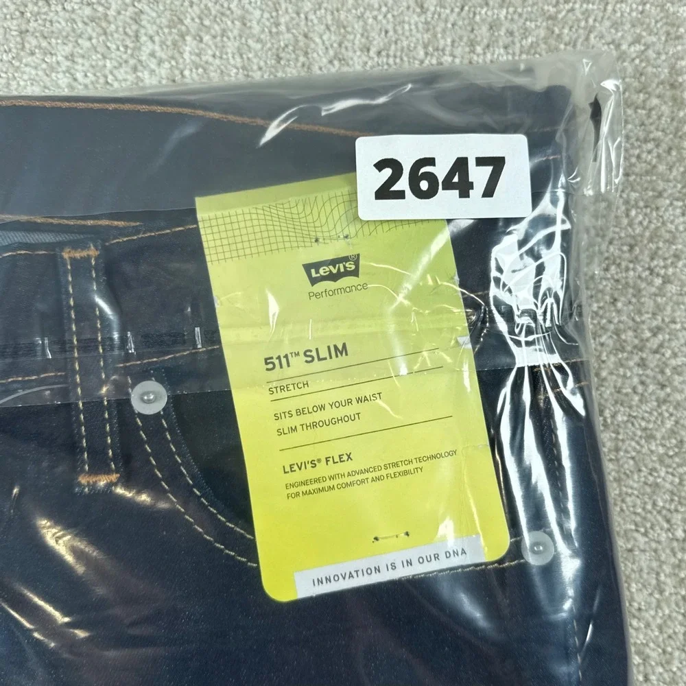 NEW Levi's Flex 511 Mens 30x36 Slim Fit Performance Dark Denim Blue Jeans